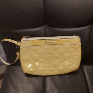 Coach Yellow Patent Leather Embossed Wristlet